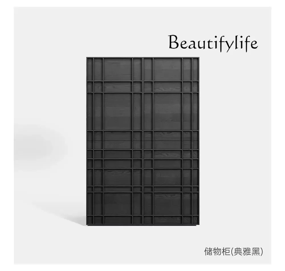 

qU F North American Black Walnut Color Dining Side Cabinet Simple Storage Porch Cabinet Household Storage Stand Cabinet