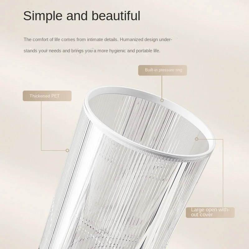 New Creative Trash Can Home Living Room Bedroom Kitchen Bathroom with Pressure Ring Transparent Paper Basket Storage Compost Bin