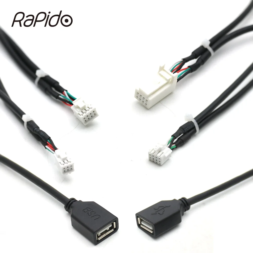 Universal Dual USB Female Interface to 6 8 Pin PHB Wire Connect Cable Adapter for Car Multimedia Player Android Stereo Radio