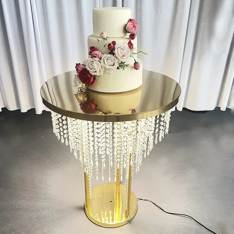 

Luxury Party Decoration Round Acrylic Beads Dessert Table Cake Stand With Lights For Wedding Birthday Baby Shower Site Layout