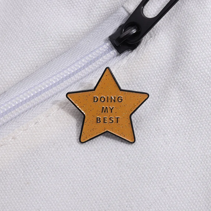 Five Pointed Star Brooch Enamel Letter Retro Star Badge Metal Backpack Clothing Hat Minimalist Women Sweet Style Gift Pins