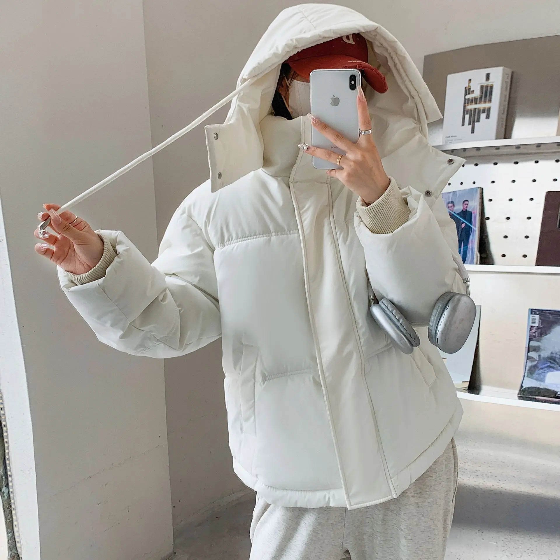 Parka invernali con cappuccio Giacche Donna Coreano Addensare Giù Cappotti di cotone Casual Caldi Chaquetas Nuovo abbigliamento da neve allentato Soffici Abrigos