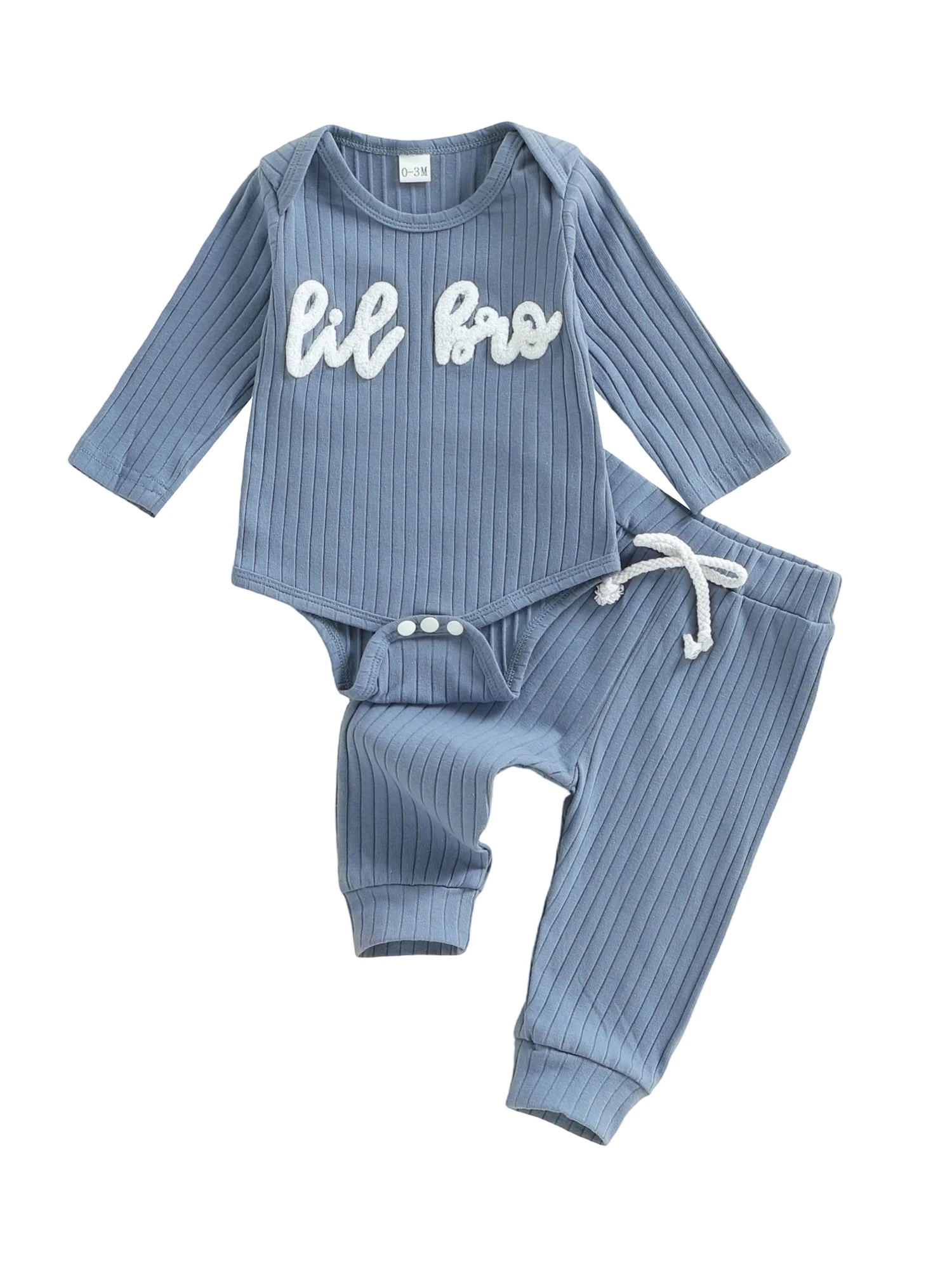 

Infant Unisex Autumn Clothing Set with Embroidered Letters Crew Neck Romper and Long Sleeve Pants - 2 Piece Outfit