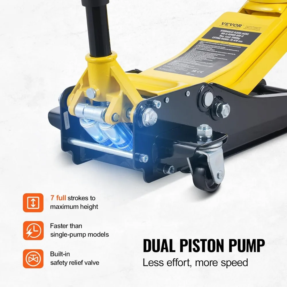 مقبس أرضية سباق هيدروليكي مدمج بطول 2 طن مع تقنية الرفع السريع بمكبس مزدوج