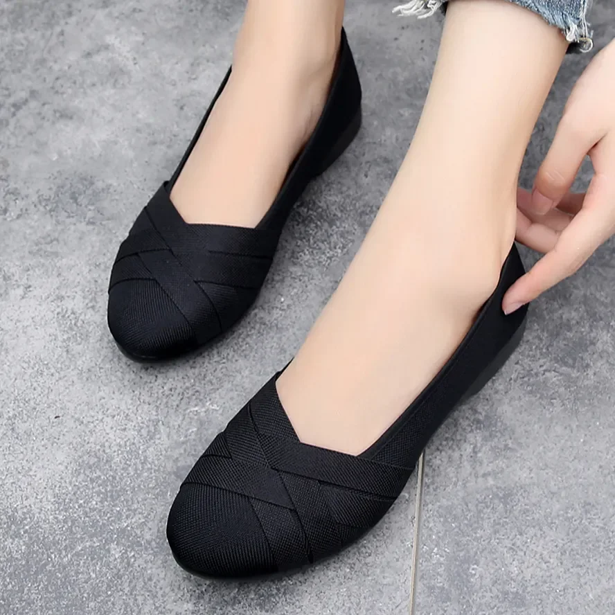 Zapatos De Mujer Women Fashion Plus Size Hollow Out Breathable Slip on Flat Shoes Lady Casual Grey Comfort Loafers & Flats A93