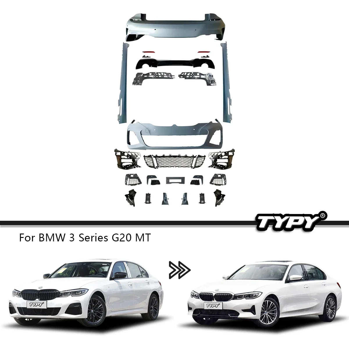 

New Design Body Kit For BMW 3 Series G20 2020-2023 Upgrade To M-Tech Style Body Kit Front Bumper With Grille Assembly