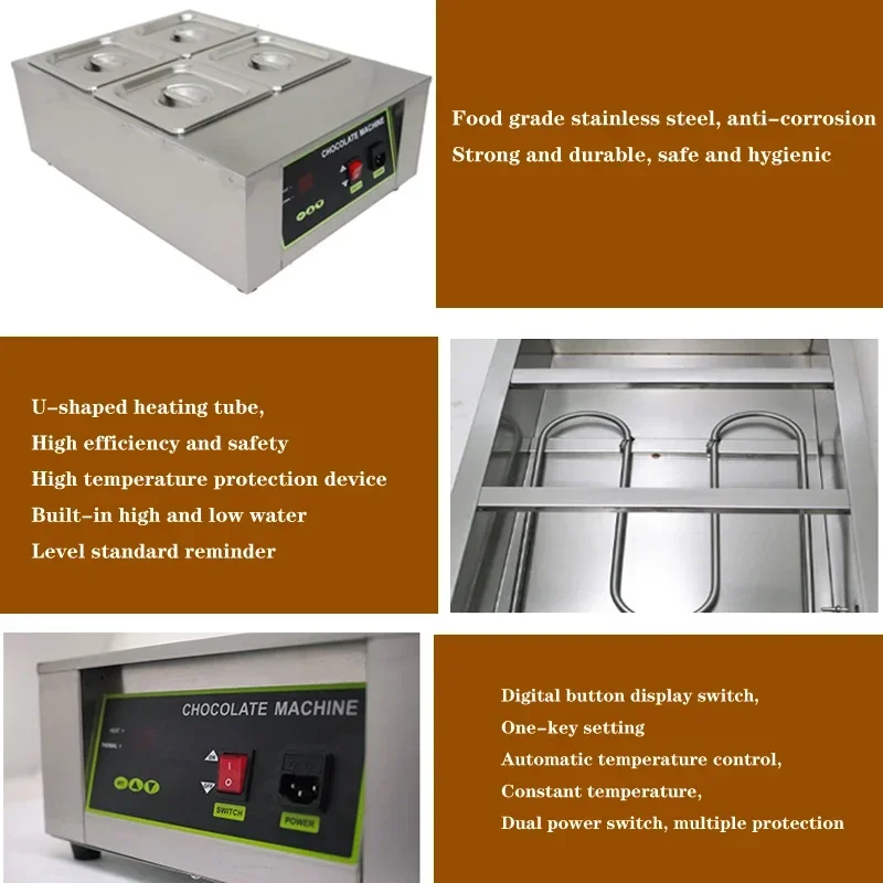 

Electric Chocolate Tempering Machine 220V Commercial Cheese Melting Heater Fountain Melter Pan Warmer for Kitchen