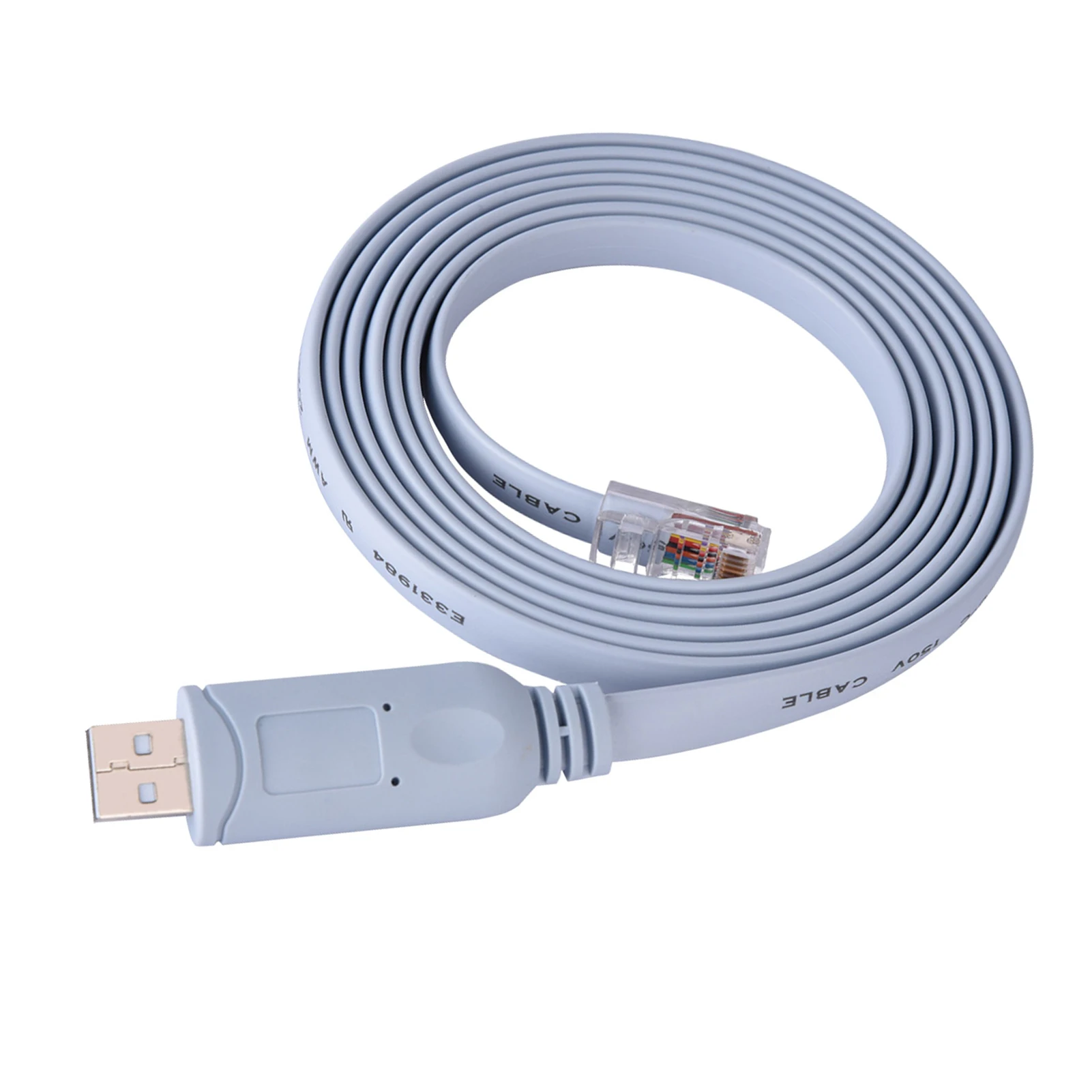 Universal USB2.0 Male to RJ45 Male CAT5 Serial Console Flat Cable for Cisco Routers Switches Network Configuration Plug Play
