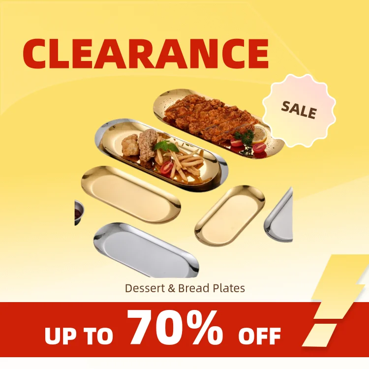 Clearance_Stainless Steel Gold Dining Plate Dessert Plate Nut Fruit Cake Tray Snack Kitchen Plate Western Steak Kitchen Plate Di