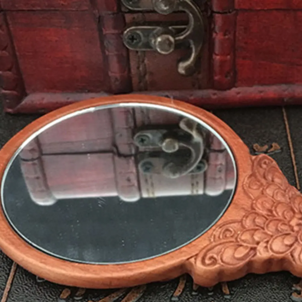 

1Pcs 13Cm Portable Wooden Makeup Mirror Natural Foldable Tabletop Mirror for Grooming Brows Tweezing Daily Routine