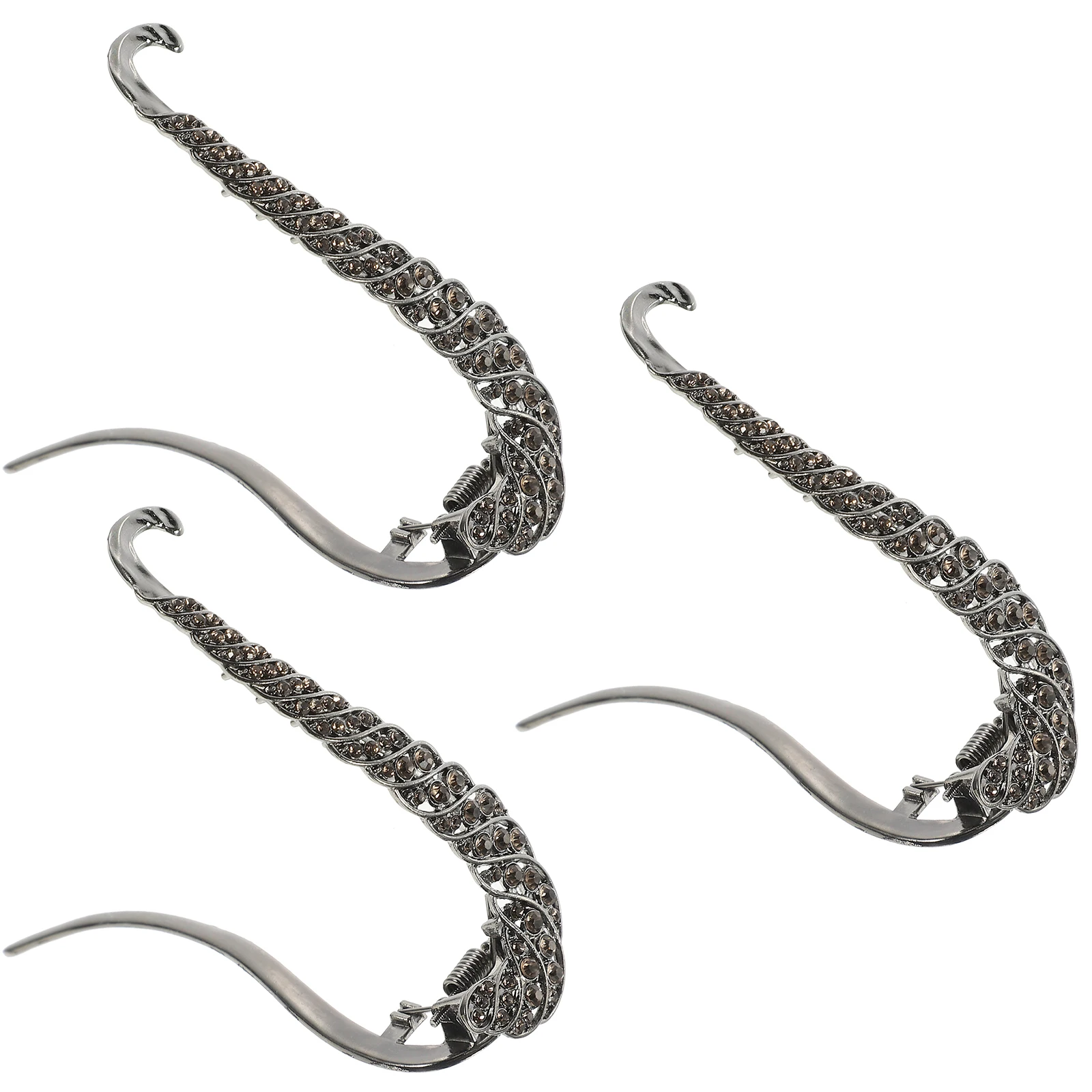 

3Pcs Rhinestone French Hair Clips Twisted Large Metal Styling Clips Hair Accessories for Women Wedding Birthday Prom