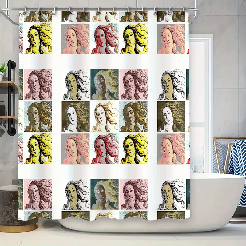 أنيقة عصر النهضة الفن دش الستار مايكل أنجلو ديفيد نسيج خلفية ديكور الحمام خمر المنسوجات المنزلية الكلاسيكية جدار هان #1