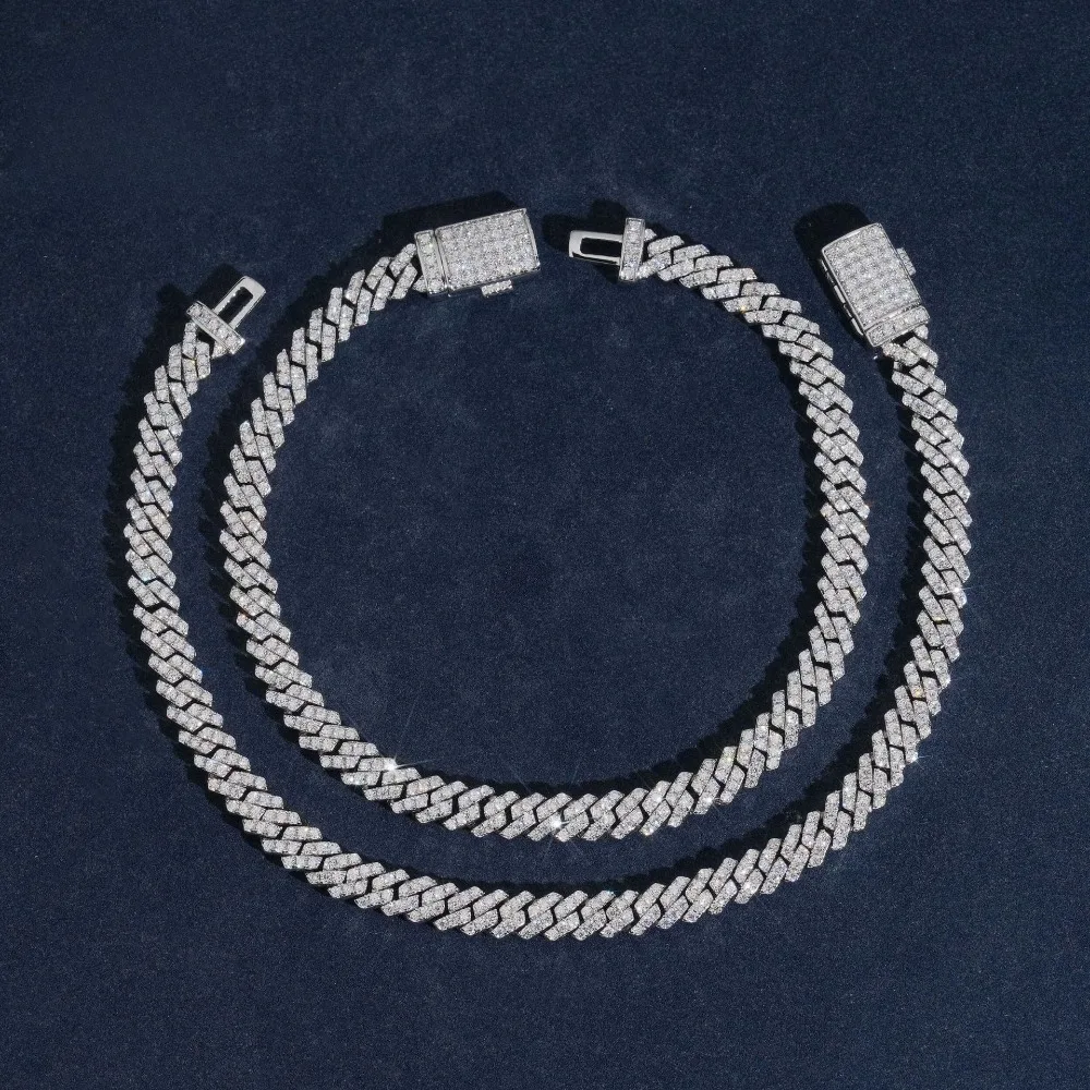 S925 Silver 5mm D Color Moissanite Cuban Chain Bracelet Hiphop Rock Men Diamond Miami Link Bracelets Bangle Pass Tester Gift