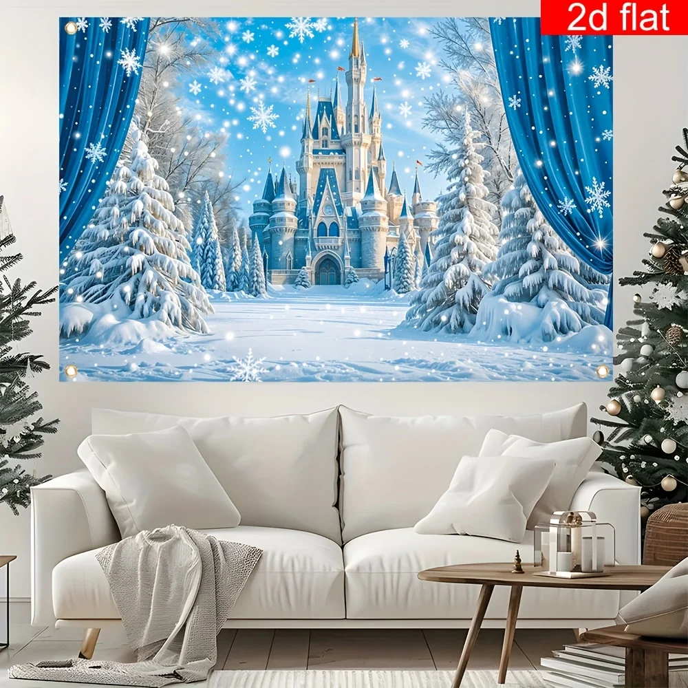 VIKAMA Winter Wonderland Dekoratives Banner Eisschloss Weihnachten und Neujahr Familienbüro Klassenzimmer Wanddekoration