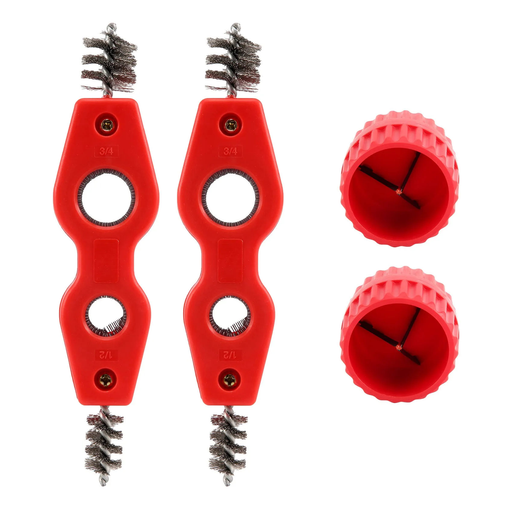 ABIS-4 Pcs Copper Pipe Cleaner and Reamer Set Inner-Outer Reamer Pipe and Tube Deburring Reamer Chamfer Tool (Red)