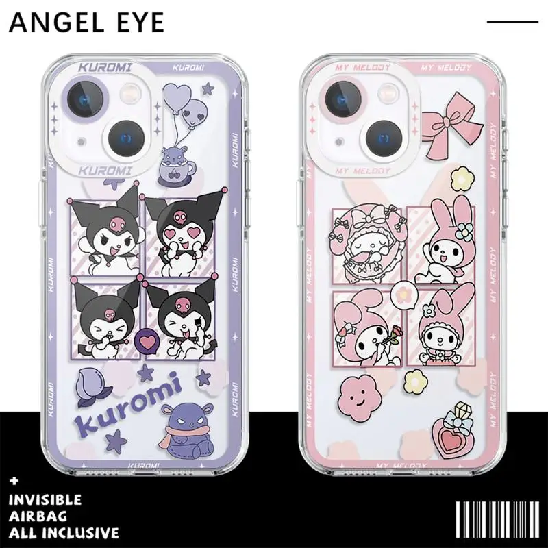 phone case For iPhone 14 13 12 Mini 11 Pro Max 15 8 X XR XS MSX 6 6S 7 SE 15Plus Clear fundas cover Cartoon Space Kurome Melodys