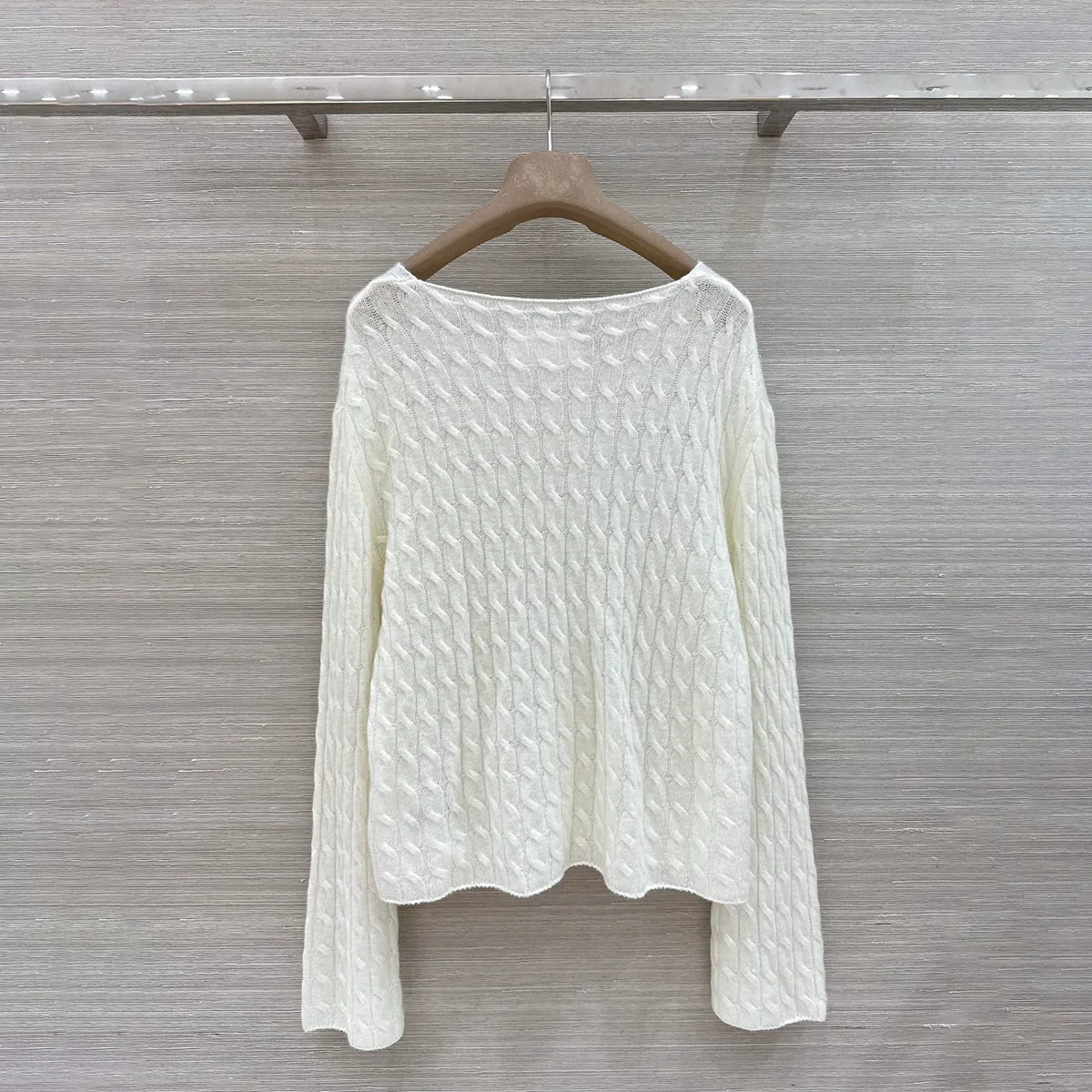 2026 High quality women's large U boat collar linen pattern knitting top--hb708