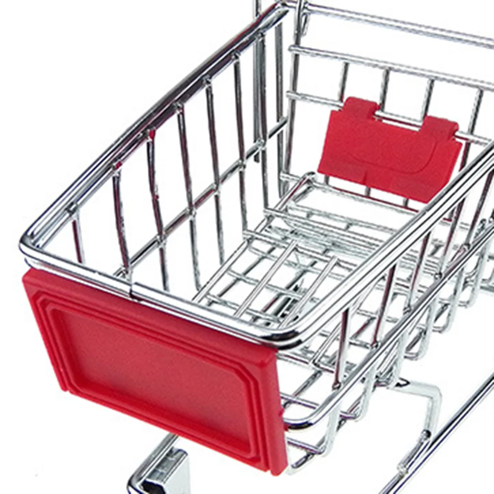 Mini-Einkaufswagen für Kinder, Rollenspiel, Spielzeug, Metall, Make-up-Aufbewahrung, Einkaufswagen, Trolley mit Galvanik (zufällige Farbe)