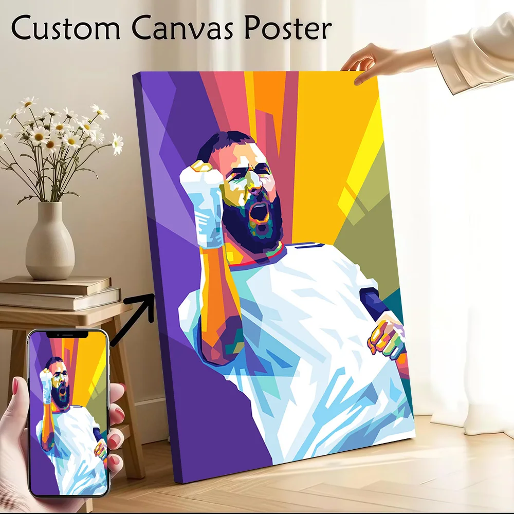 Póster de Lona Impreso Estilo Wpap de Benzema, Cuadros Personalizados, Arte de Pared, Pintura en Lona para Accesorios de Interior, Decoración de Habitaciones, Arte