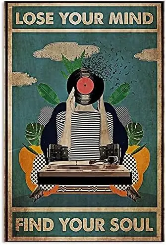 1p,Lose Your Mind Find Your Soul Vintage  Sign Retro Metal Tin Sign for Home Coffee Wall Decor  Inch