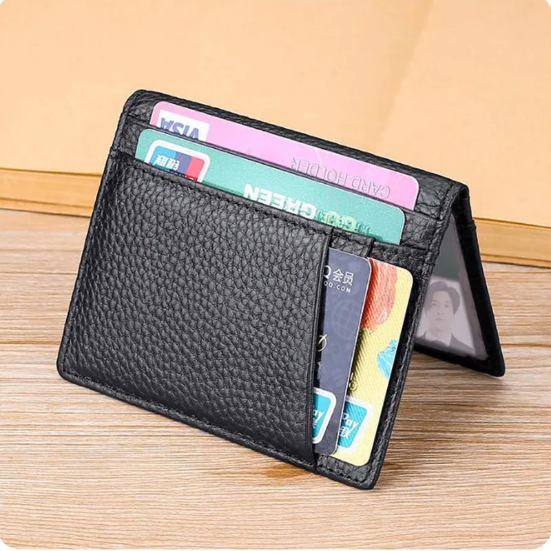 credit card holder Wallet Genuine Leather Mini Credit Card Holder Wallets Purse Thin Small Card Holders Men Wallet