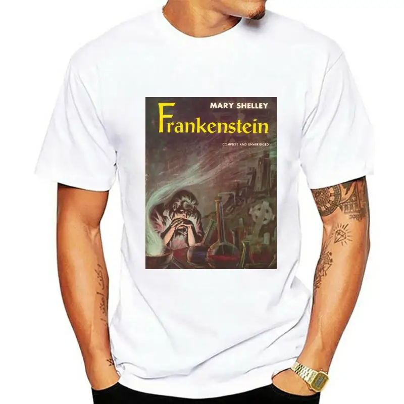 Men t-shirt Frankenstein Mary Shelley Vintage Book Cover tshirt Women t shirt