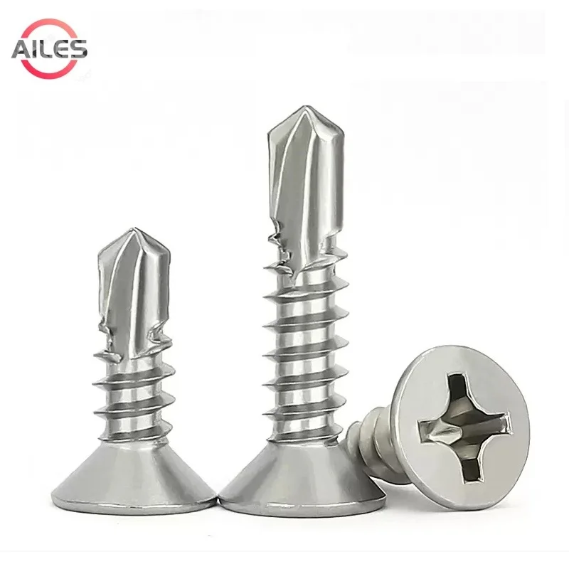 

410 Stainless Steel Flat Countersunk Cross Recessed Drilling Screws M3.5 M3.9 M4.2 M4.8 M5.5 M6.3 Steel Sheet Tapping Screws