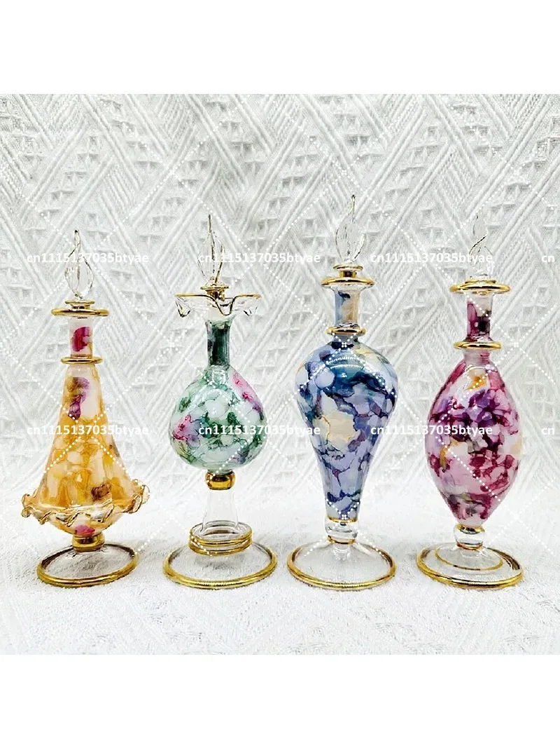 Colorful Glass Essential Oil Bottle 15cm Egyptian Style Decorative Perfume Bottle Jewelry Ornament Tourist Souvenir