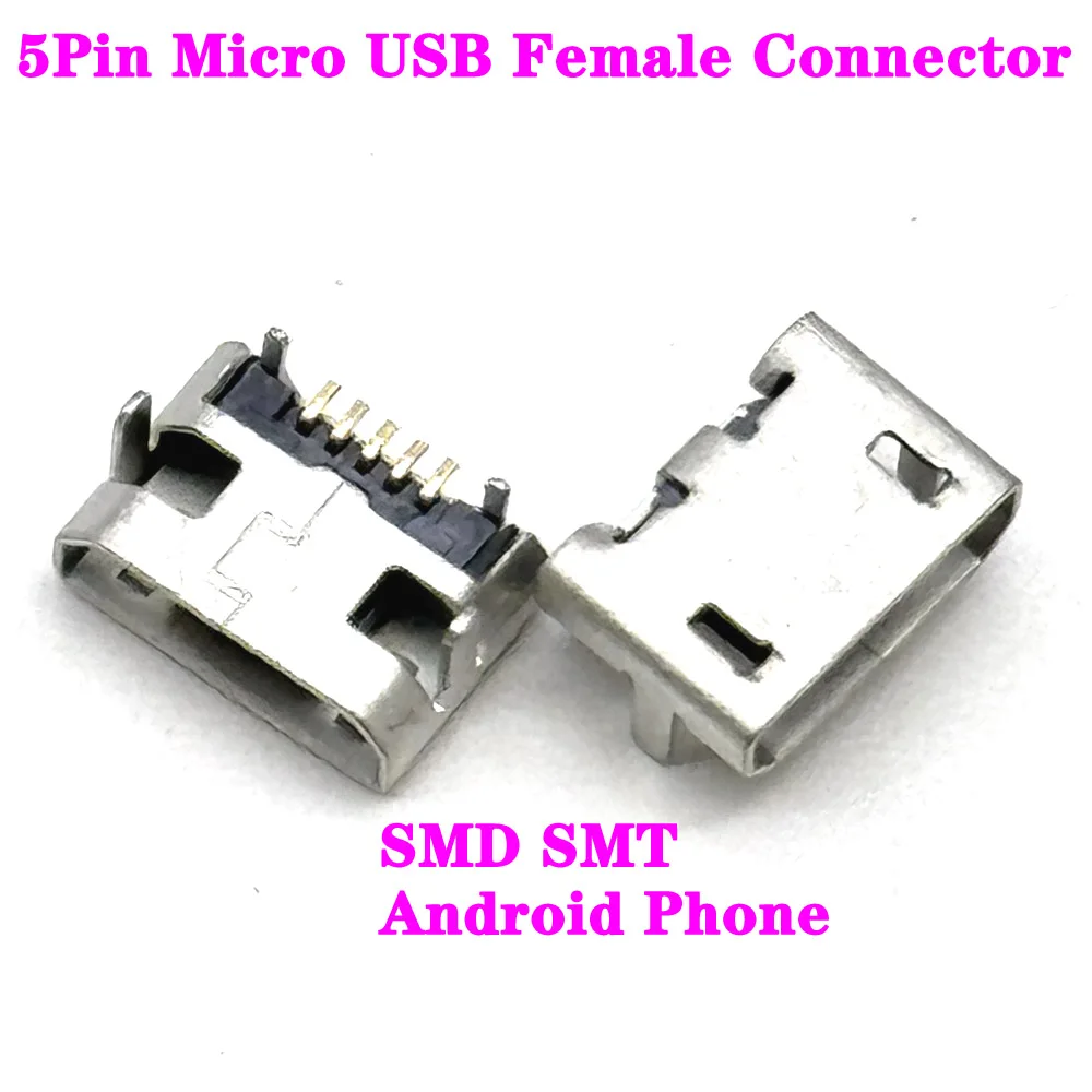 

5Pin Micro USB Female Connector Port Jack Solder Plug SMD SMT Android Phone Data Charging Socket USB DIY Repair Adapter