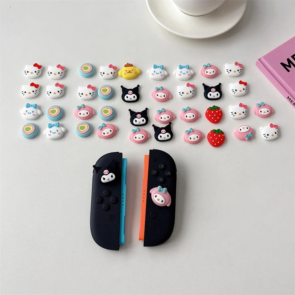 

4PCS Silicone Controller Joystick Cap For Nintendo Switch2 2025 JoyCon Thumb Grip Set Game Accessories Hello Kitty Kuromi Melody