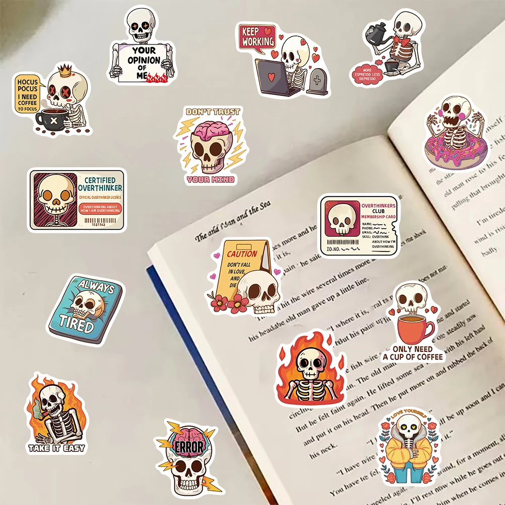 50PCS Cartoon Skull Stickers Fridge Car Removable Laptop Scrapbook Transparent Luggage Skateboard Waterproof Phone Sticker