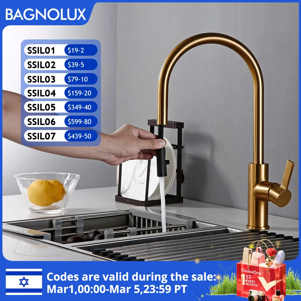 Bagnolux Luxus Matt Alte Gebürstet Goldene Messing Küche Wasserhahn Heißen Und Kalten Wasser Runde Auslauf Einzigen 360 Drehbare Küche Wasserhahn