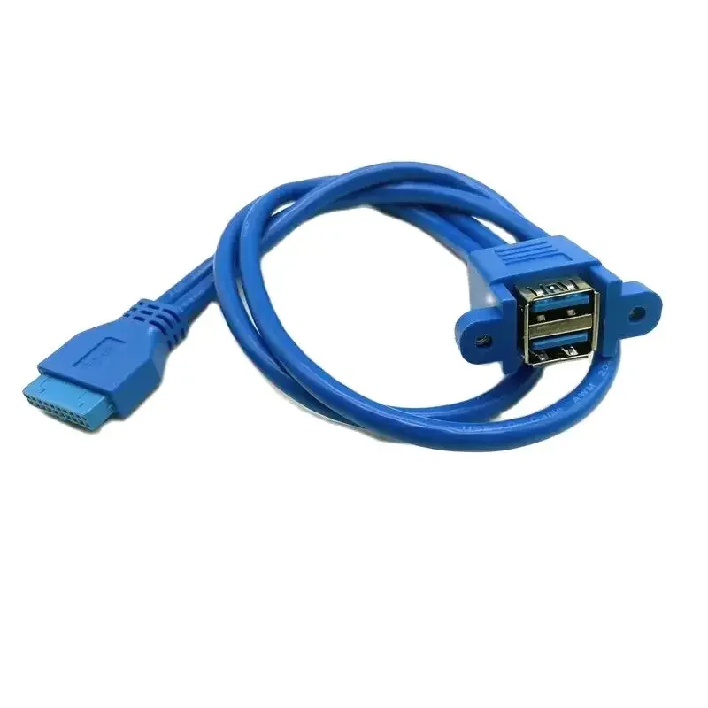 5Gbps Stackable USB 3.0 Female Panel Type to Motherboard 20Pin Header Cable Dual Ports 30cm/50cm Cable