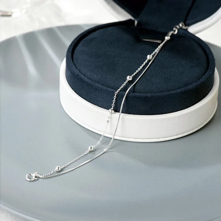 Doppelschichtige Neue Mode Exquisite 925 Sterling Silber Schmuck Perlenbesetzte Retro Einfache Wilde Temperamentvolle Armbänder SL012 – Detail 4