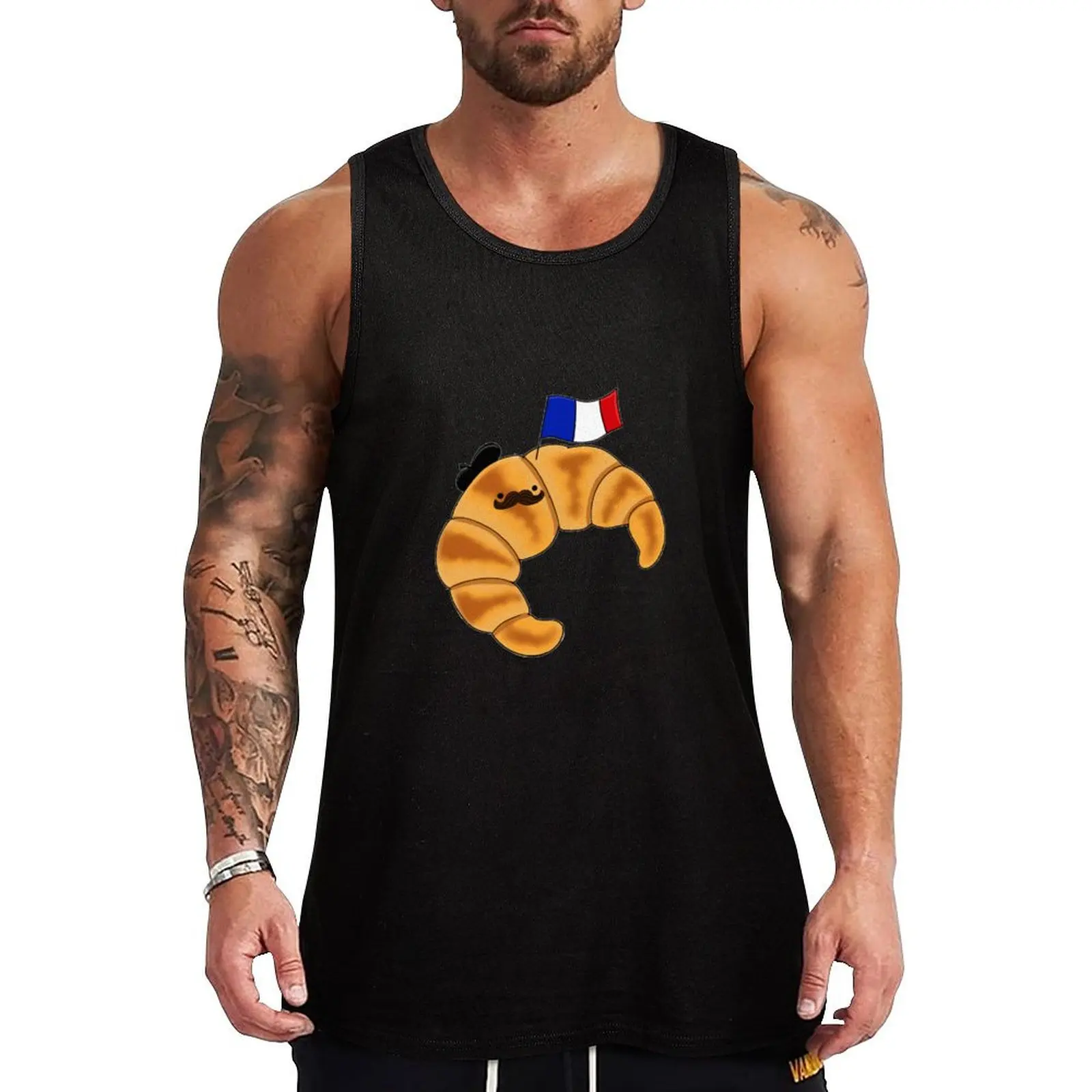 

French Croissant Tank Top gym accessories men summer summer 2024 running shirt underwear