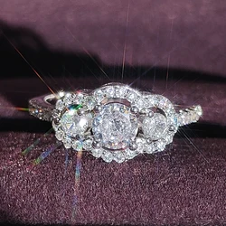 Original Silver Color Designer Rings Three Stones Engagement Ring for Women Luxury Christmas Gift Anel Jewelery R1406