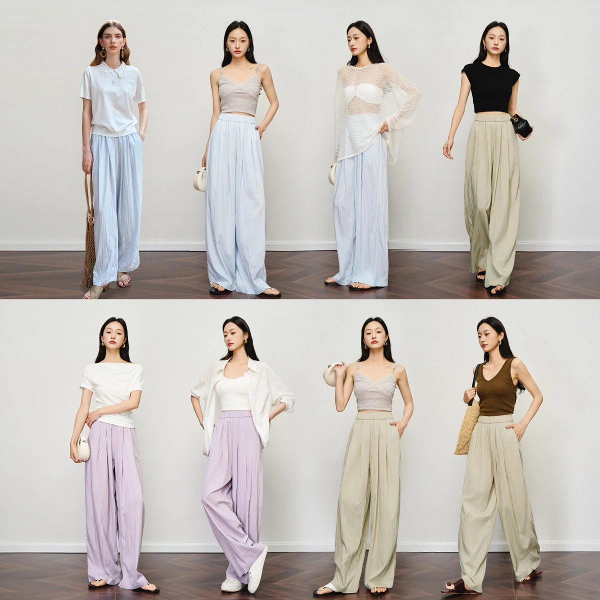 OLrain امرأة السراويل الطويلة عادية 2025 الصيف اللف جيب فضفاض مستقيم الإناث السراويل أنيقة مطوي السيدات بنطلون O57XK99659 #6