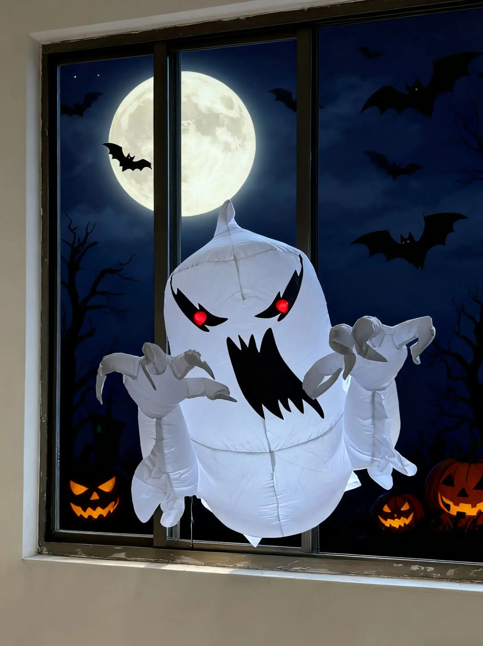 

3,5 фута надувной страшный призрак для Хэллоуина, разбросанный из окна, уличные украшения для Хэллоуина, взорвать со встроенными светодиодными фонарями