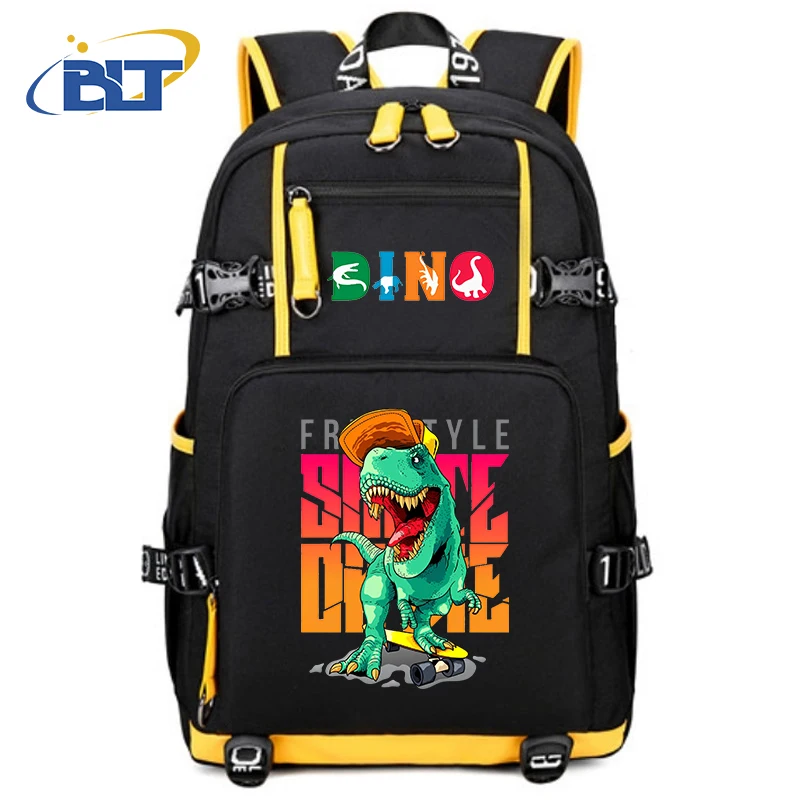 Tas punggung kapasitas besar, tas Travel kapasitas besar, tas sekolah siswa, ransel anak muda, motif dinosaurus, tas sekolah kapasitas besar, tas hadiah anak-anak