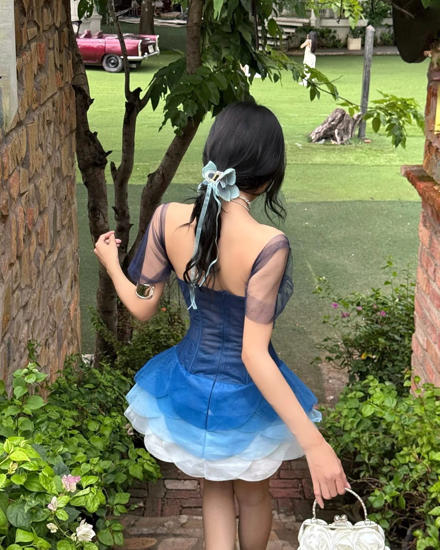 Novo Vestido de Festa com Rendas em Malha, Flores Bonitas, Tule em Camadas, Vestido Mini de Verão para Mulheres, Vestido de Coquetel Off-Shoulder