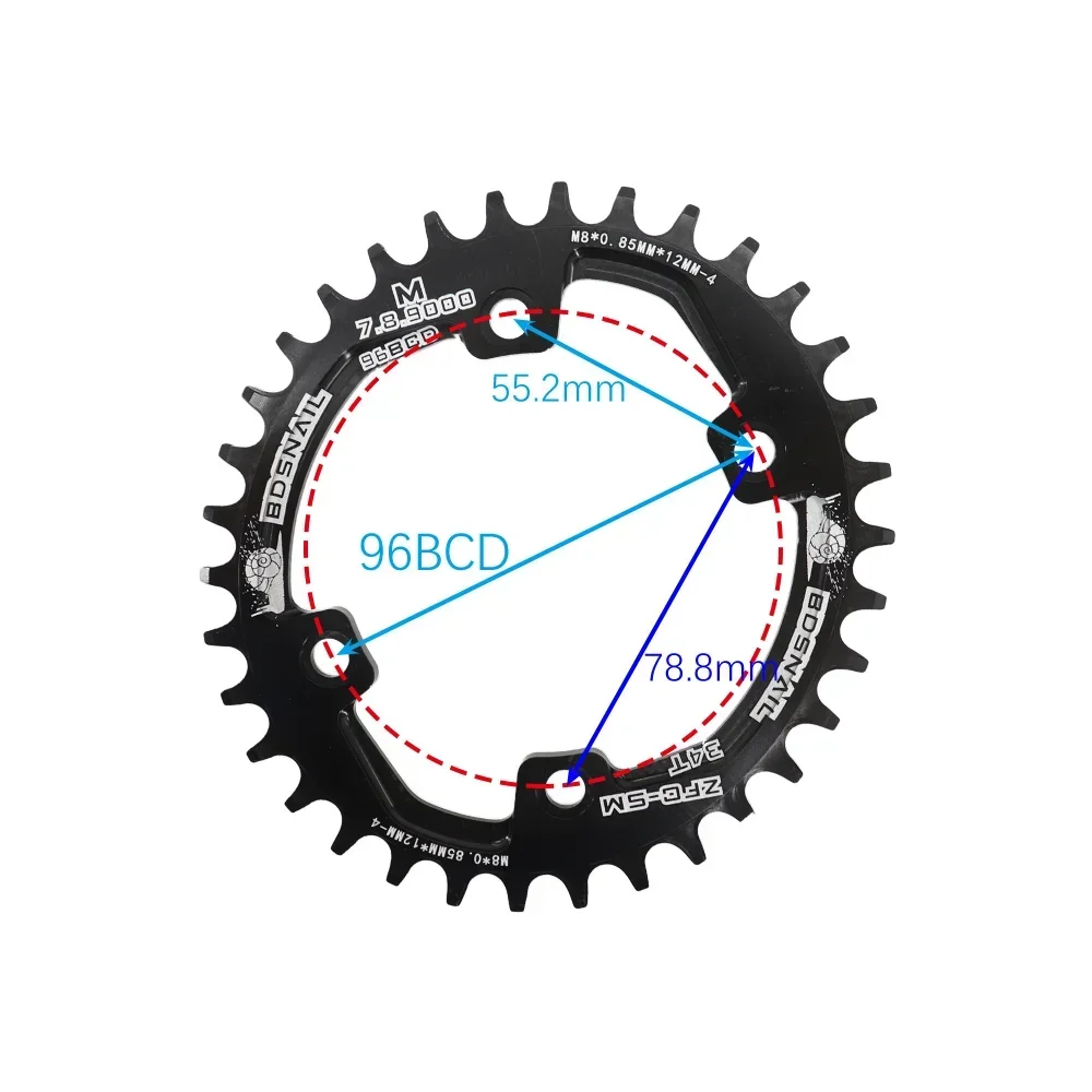 Snail Asymmetric 96BCD Oval Chainring for M6000 M7000 M8000 M9000 32T 34T 36T 38T Cycling MTB Bike ChainWheel Tooth Plate 96 BCD