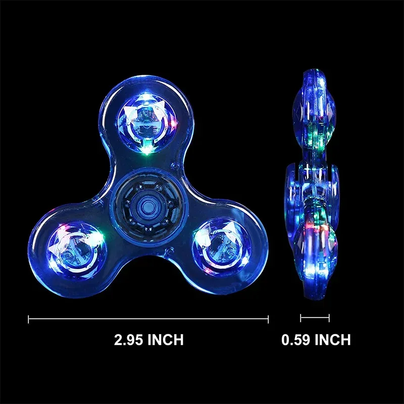 Nuovi Fidget Spinner luminosi a LED Light Up Clear Fidget Toys Giocattoli per l'ansia ADHD Riduttore antistress Spin per bambini Paillettes