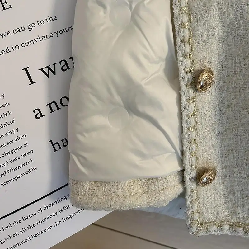 Down Jackets Women Korean  Coat Women Fashion O Neck Elegant Casual Female All Match Outwear Tops