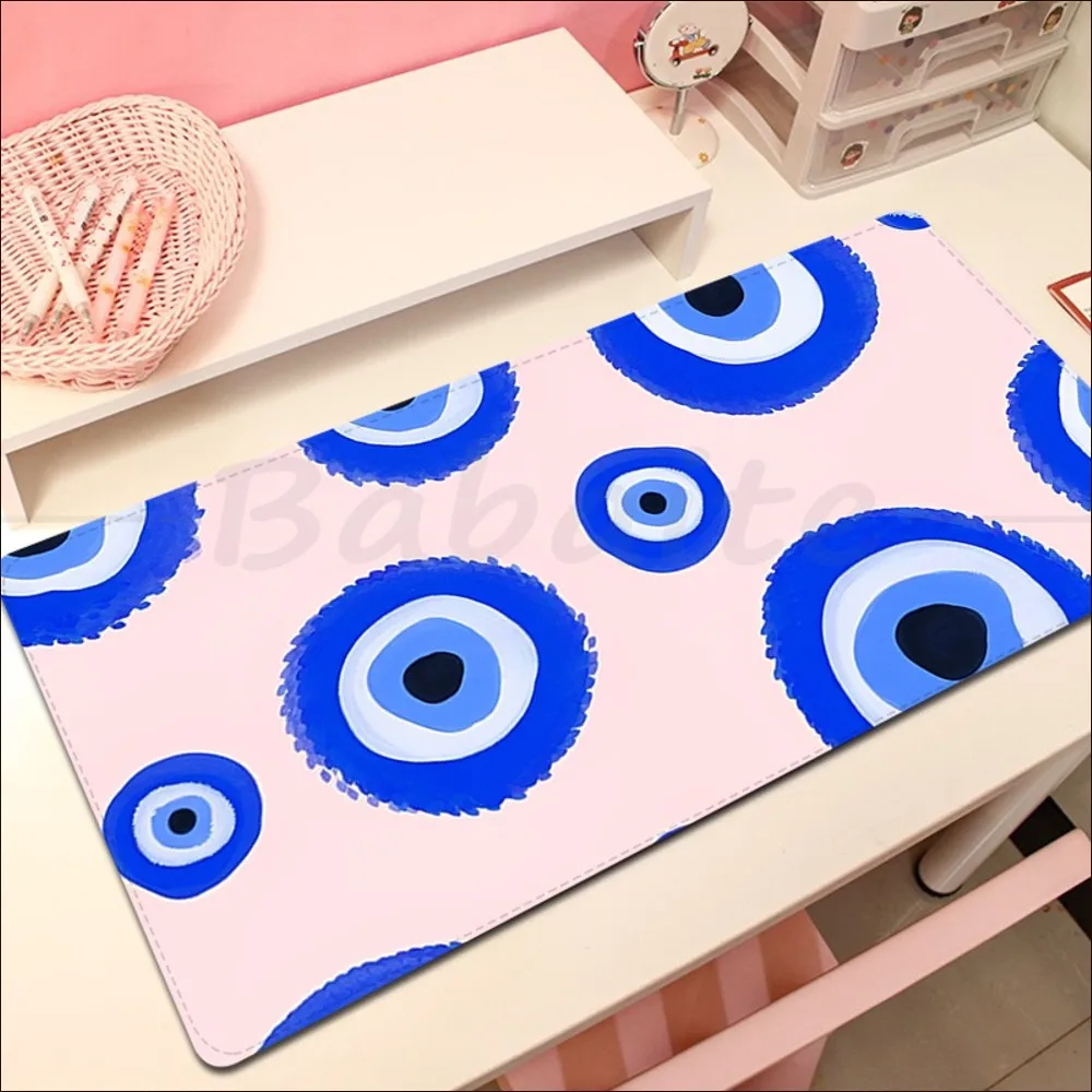 Funny Turkish Lucky Blue Evil Eye Mousepad girl pad Keyboards Mat Rubber Desk Mat Size for large Edge Locking Game Keyboard Pad