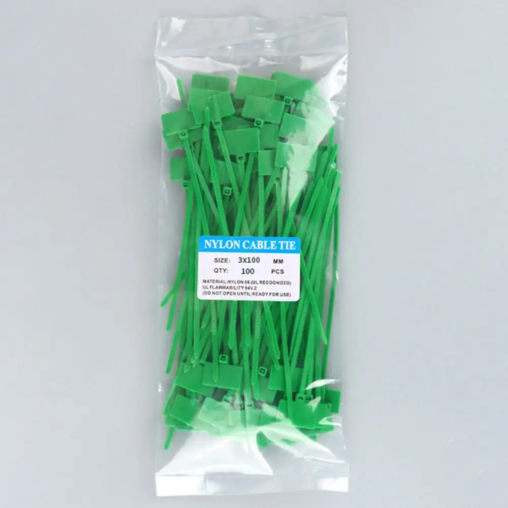 100pcs Easy Mark Self-locking Zip Ties Markers Tag Labels Colorful Tag Cable Tag Nylon Ties Cable Ties