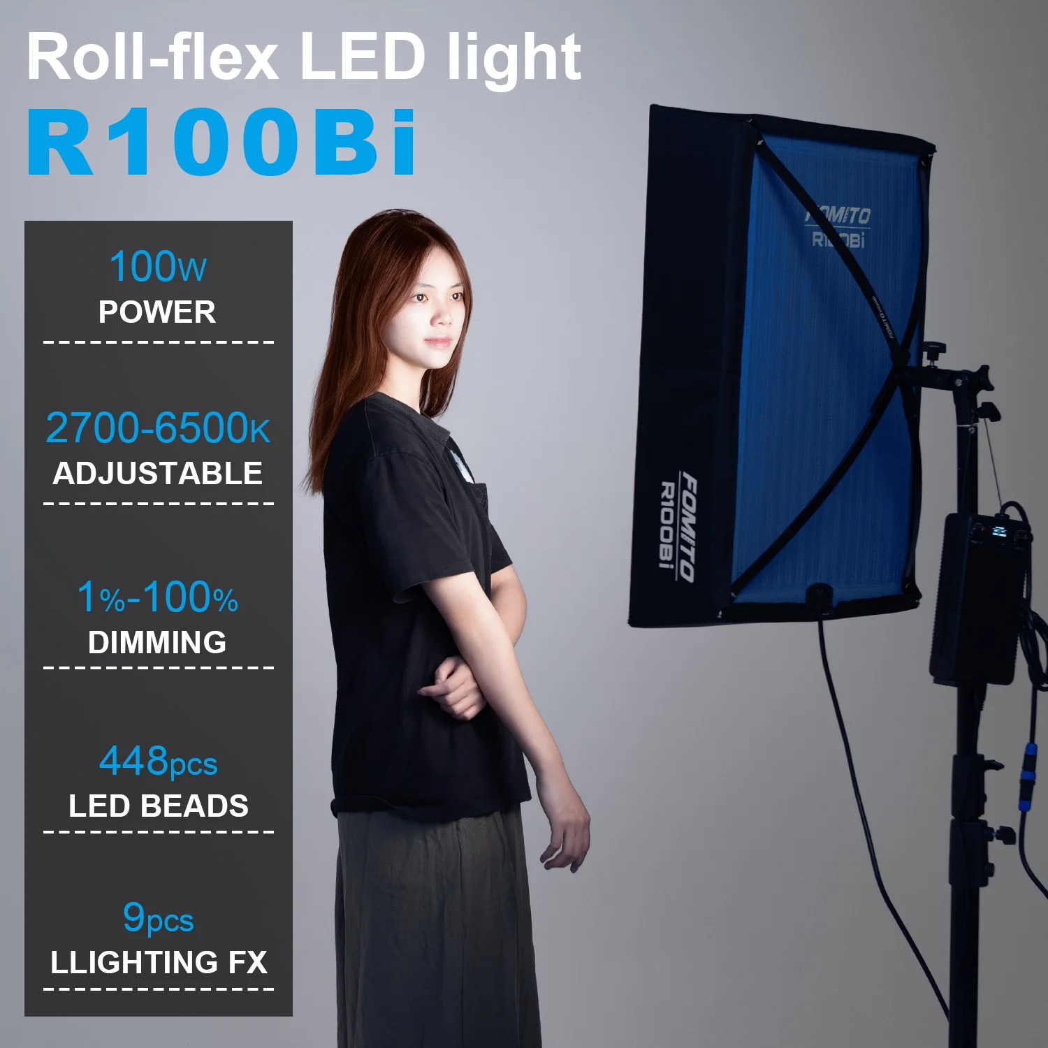 FOMITO 100W Foldable Flexible LED Light Panel Kit Bi-Color 2700K-6500K CRI95 Photography Bulbs Photo Studio Equipment
