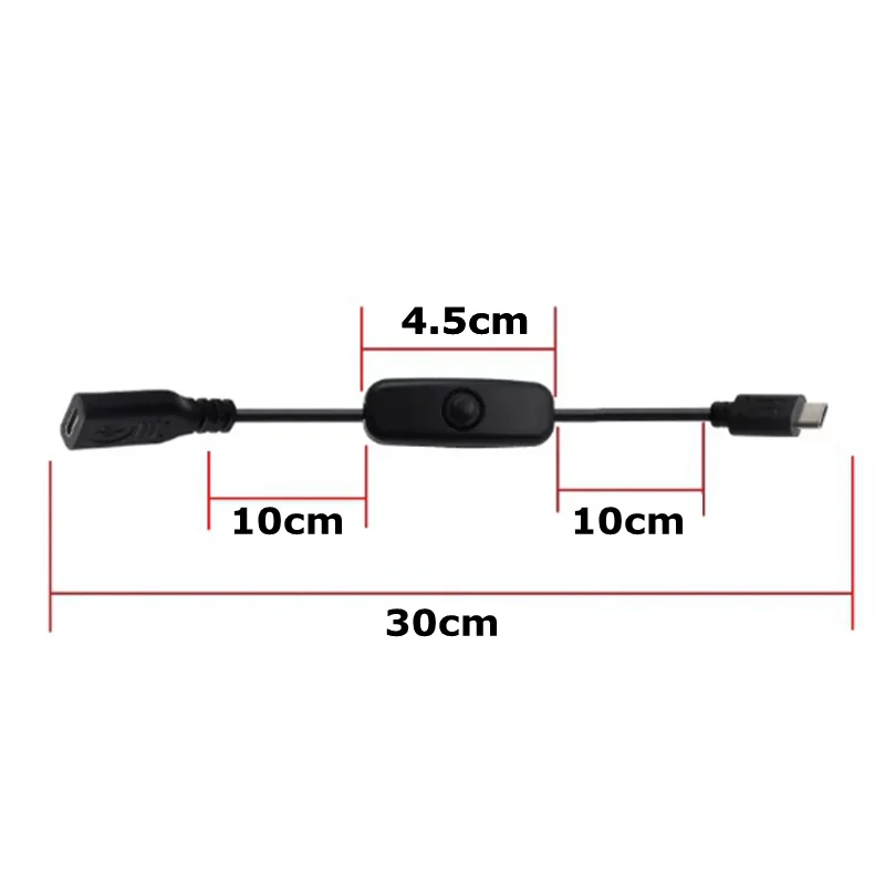 With Key Switch Controller, Suitable For Tablet, Mobile Phone Micro USB /Type-c Power Extension Cable Male To Female,