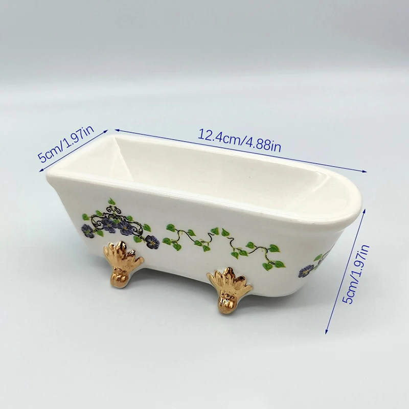 1:12 인형 집 미니어처 세라믹 욕조 모델 인형 집 욕실 가구 장면 장식 장난감, 어린이용 놀이 장난감 척