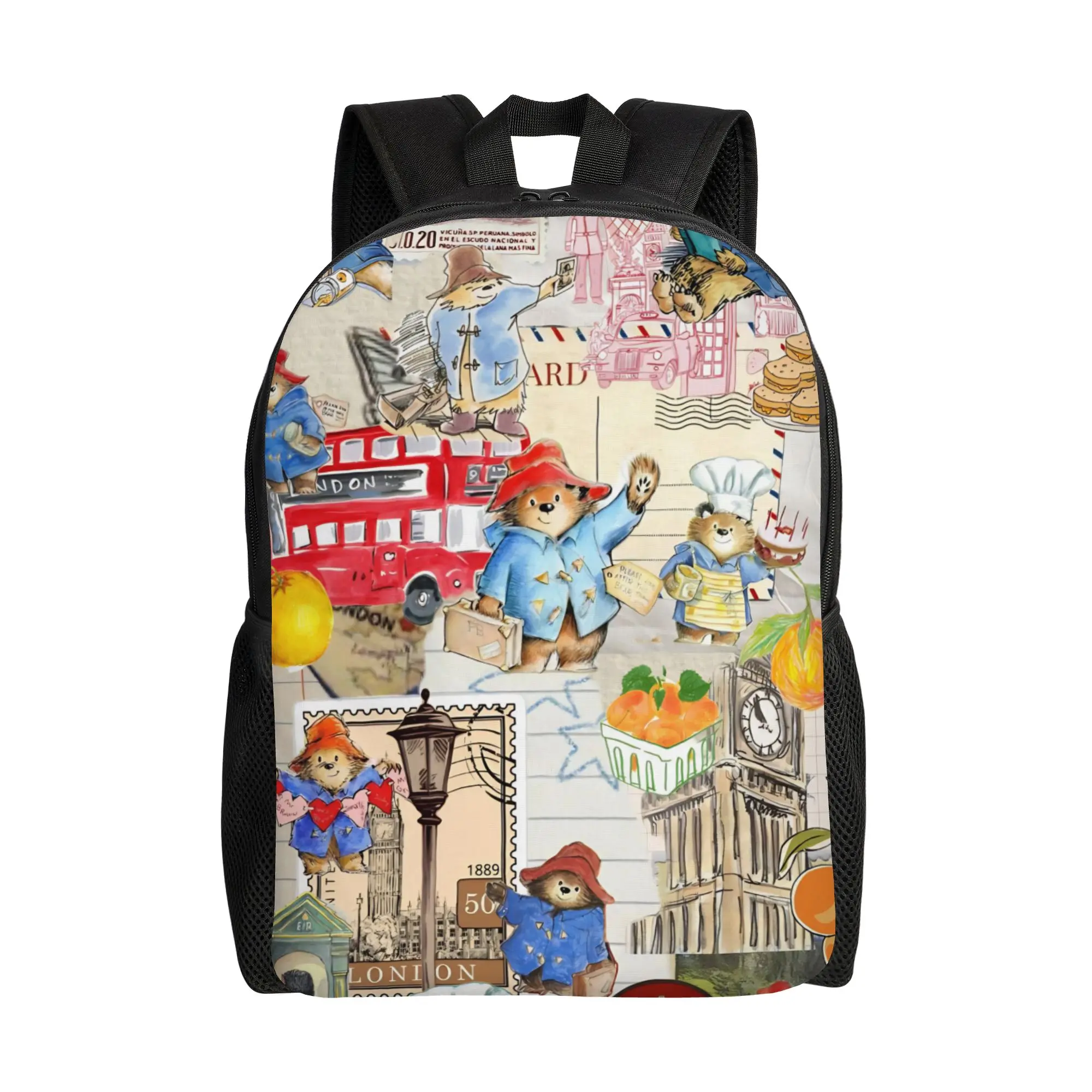 

London Bear Backpack for Men Women Teenage High School Business Daypack Paddingtons Laptop Canvas Bags Lightweight