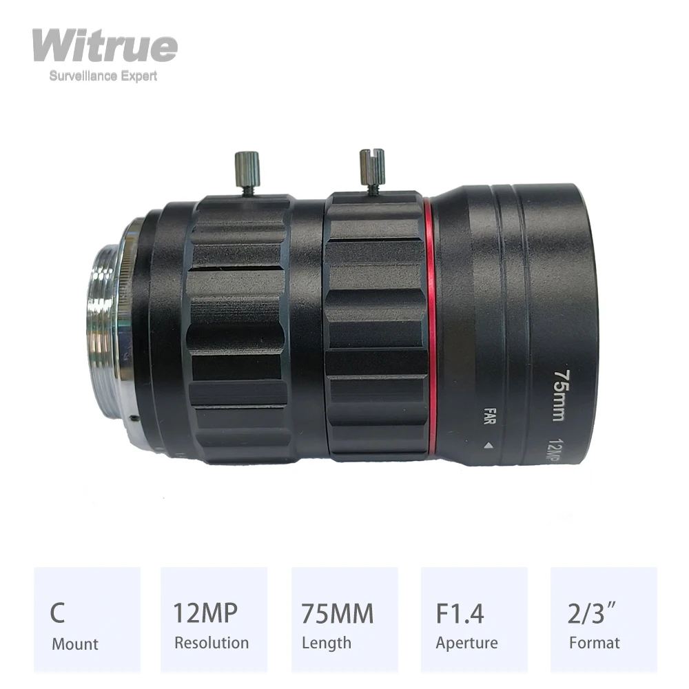 Witrue HD 4K obiektyw 12MP C mocowanie 75MM przysłona F1.4 Format 2/3 \